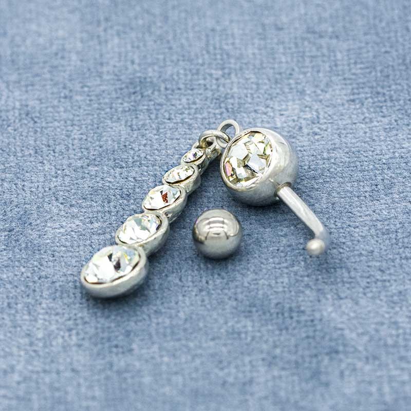 Long Sexy Belly Button Piercings Jewelry 14G 1.6mm Crystal Belly Bars
