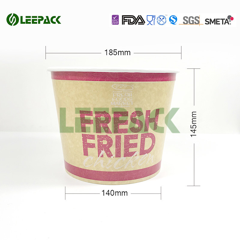 Disposable food grade paper popcorn buckets container for take away food packaging