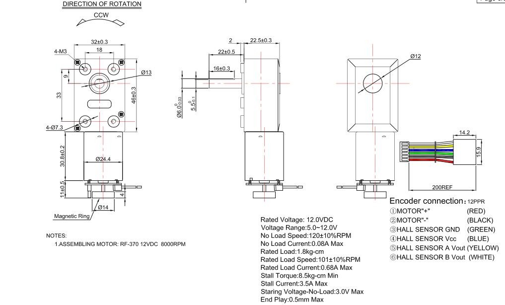 120 rpm Worm Gear Motor 12v High Torque Customized With 12 Ppr / 16 Ppr Encoder