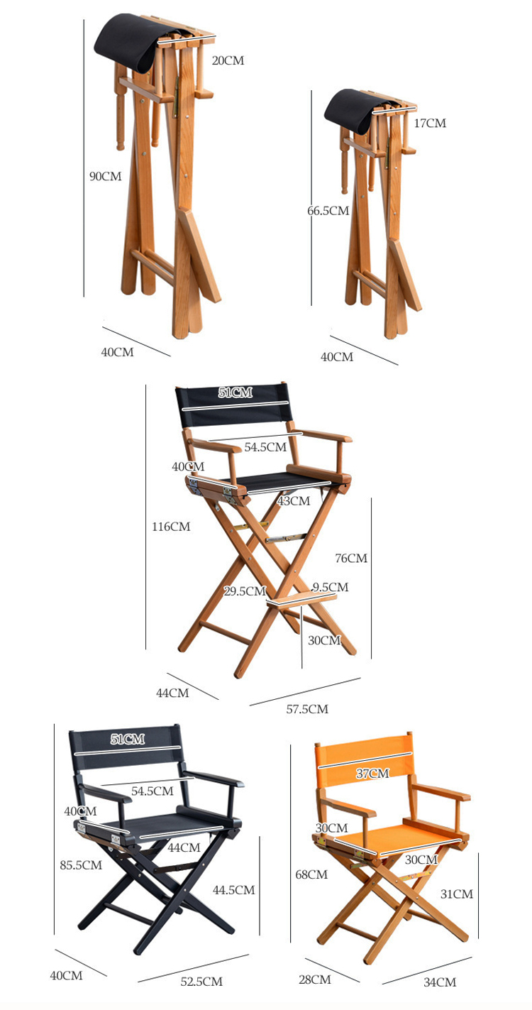 Logo None or Custom Logo Tall Wooden Folding Director Chair for Outdoor Indoor Camping
