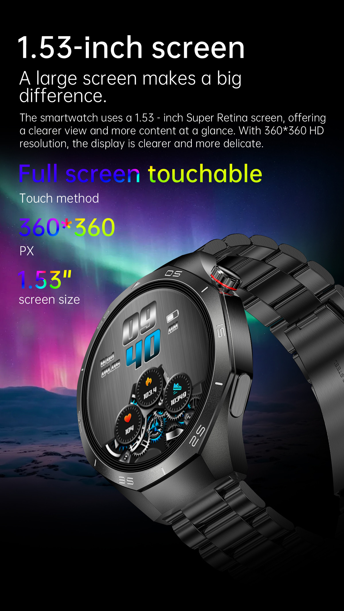 HW95 Smart Watch IP68 1.53inch Sport Watch for Men ECG PPG Fitness Tracker Heart Rate Wristband Round Smart Bracelet