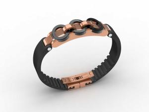 China Top Quality Europe Fashion Stainless Steel Genuine Leather Silicone Bangle Bracelet ADB84 wholesale