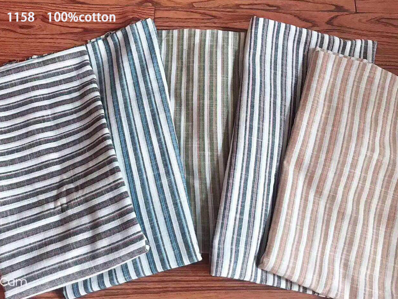 Breathable 140gsm Yarn Dyed Stripe Knit Fabric Woven Cotton Shirt Fabric