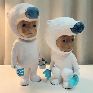 Self Standing Art Wooden Doll Exhibition Sculpture Exquisite Workmanship