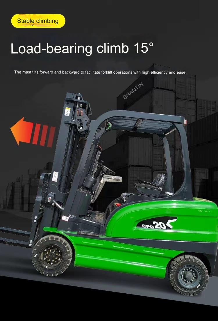 Rated load capacity 2000kg 4 wheel electric forklift , battery capacity 420 Ah