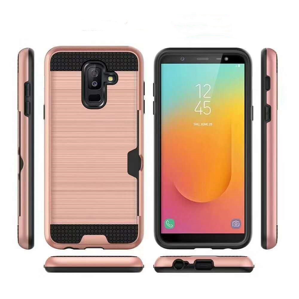 Colorful Metal Brushed with Side Card Pocket Function Protective Shell For Samsung S9 Plus NOTE8 ON7 S7 S7 Edge J7 J5