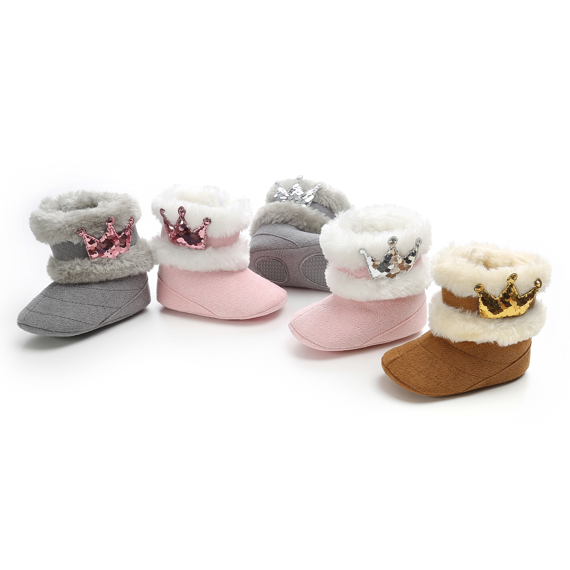 2019 winter Faux suede crowm Outdoor walking Princess toddler baby girl boots