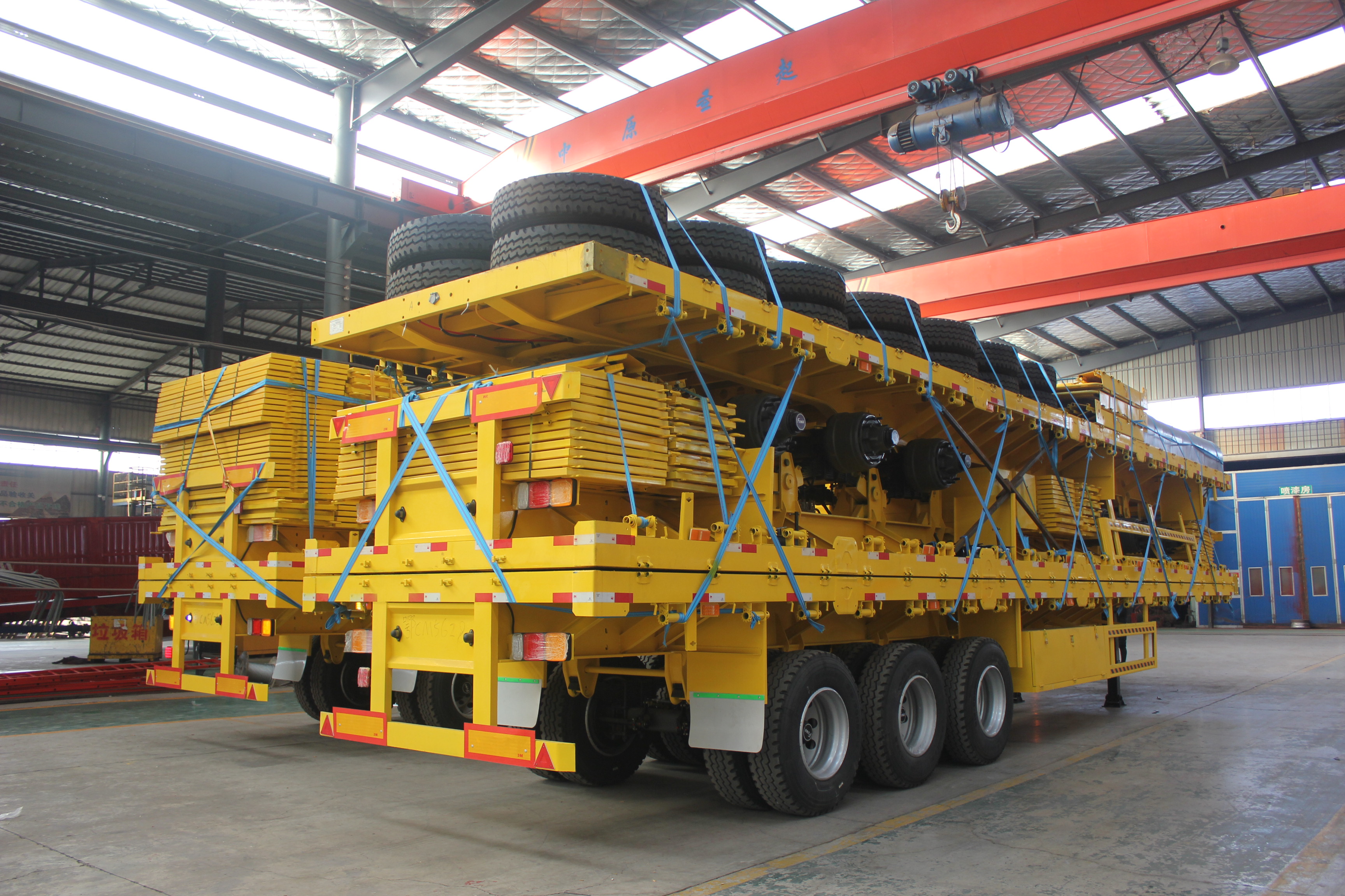 Truck Trailer 3 axles flatbed semi-trailer platform 40ft 48ft for container transport