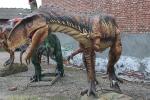 Lifelike Head Swing Hand Carved Animatronic Dinosaur Display Business Park