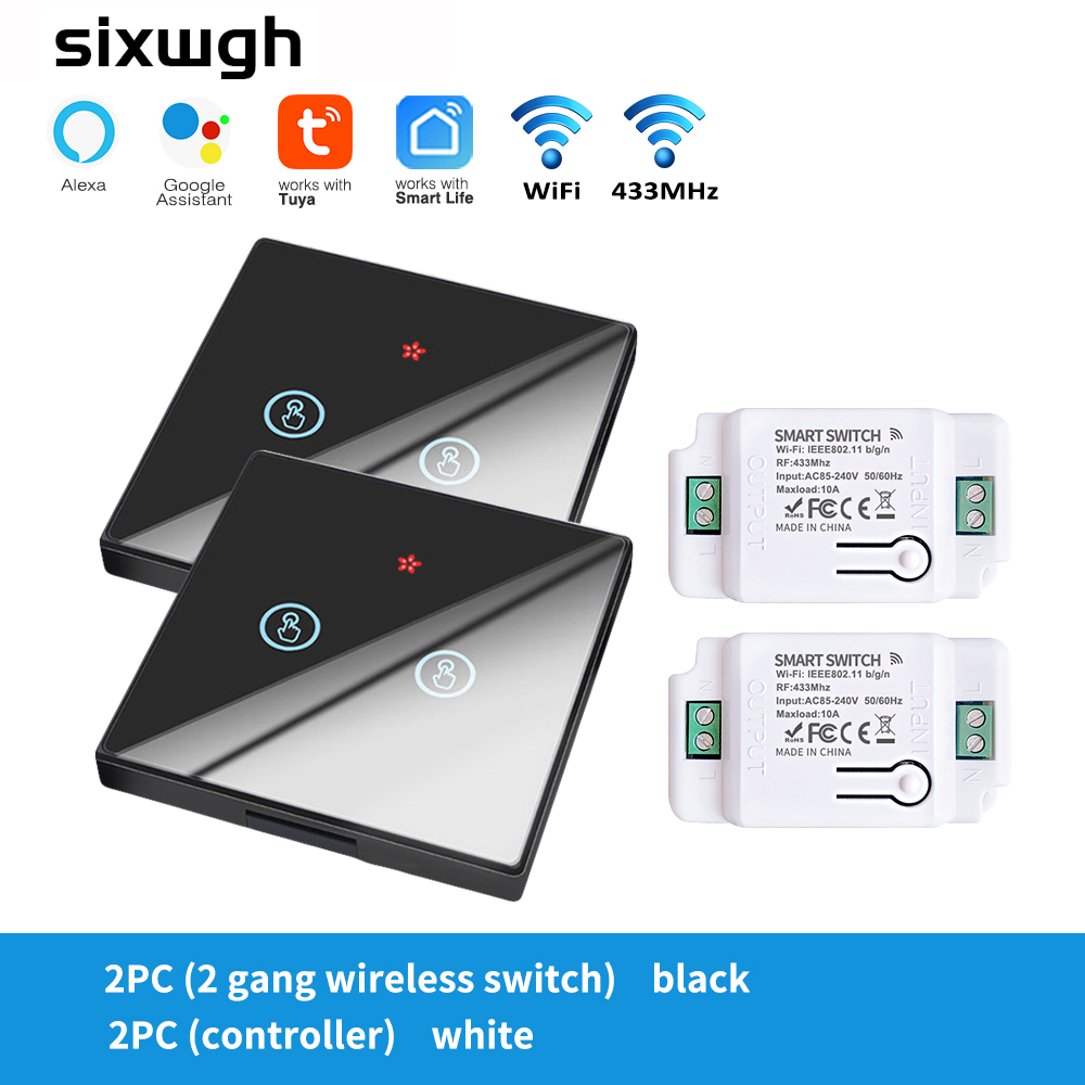 SIXWGH Tuya Wifi Connected Light Switch Home Automation Touch Wall Switch Controller