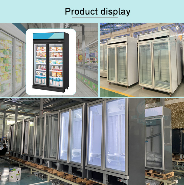 Commercial 1000L Upright Refrigerated Beverage Showcase Glass Door Chiller