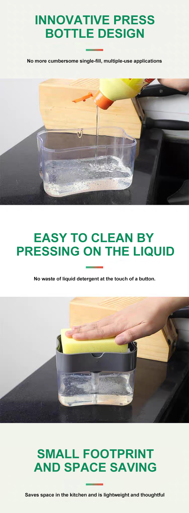 Space Saving 385ml 2in1 Foaming Liquid Soap Dispenser