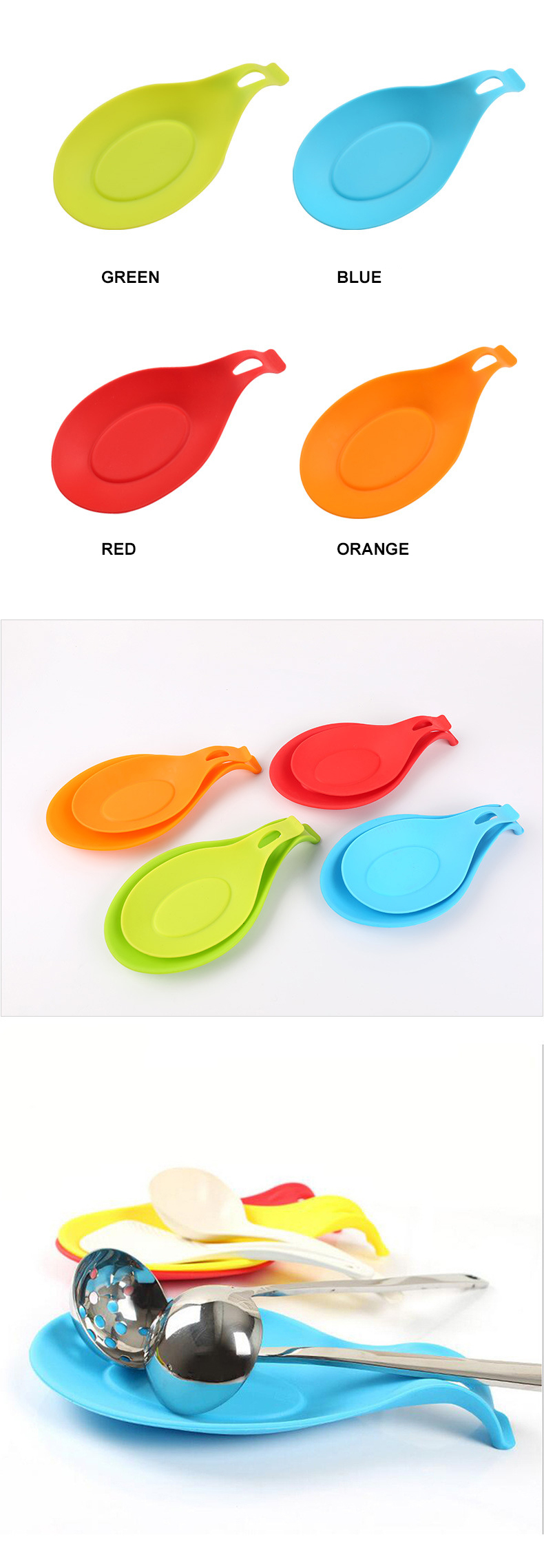 Eco Friendly 37g 72g Almond Shaped Silicone Spoon Holder