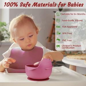 China Washable girls Silicone Dinnerware Set Pink Bib Reusable Tasteless wholesale