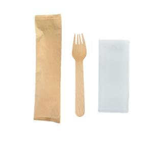 China Wooden Biodegradable Eco Friendly Disposable Forks With Napkin 160mm wholesale