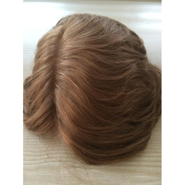 Medium Brown Lace Color Human Hair Man's Toupee Bleached Knots for a Natural and Realistic Appearance Ideal