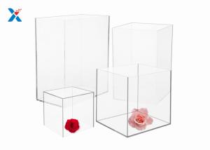 China Square Acrylic Packaging Box 4 / 12 Inch 5 Sided Clear Acrylic Gift Boxes wholesale