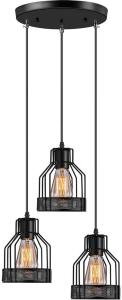 China Industrial Vintage Pendant Lamps 3 X 40 W / Metal Caged Vintage Hanging Pendant Fixture wholesale