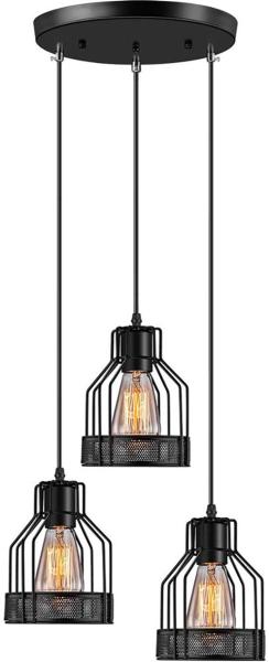 Industrial Vintage Pendant Lamps 3 X 40 W / Metal Caged Vintage Hanging Pendant