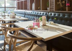 China Leather Restaurant Sofa Set Fast Food Hotel Booth Sofa Diamond Button Decoration wholesale