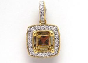China 18K Yellow Gold Semi Mount Jewelry Pendant 0.43 Carat ( Ctw ) with Vs1 Diamond wholesale