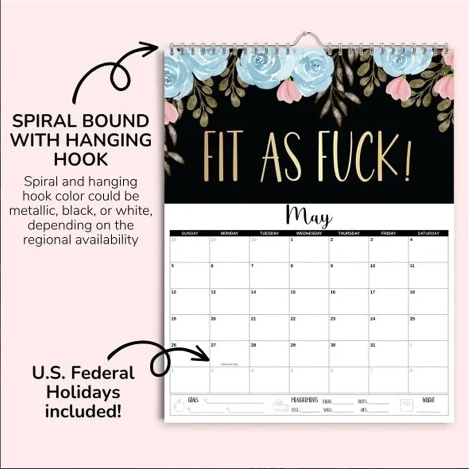 Custom Wall Calendar 12 X 12 Inches Size Major US Holidays Marked Personalization for Your Business Needs