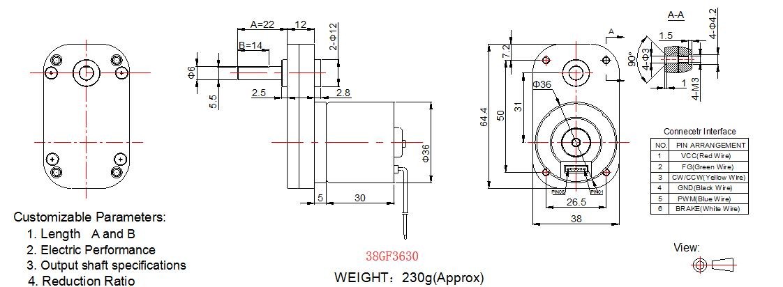DC Brushless Gear Motor / 12v 100 Rpm DC Geared Motor 10kg.Cm For Home Appliance