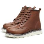 Fashionable Steel Toe Work Boots Slip Resistant Mid Top Leather Boots Unisex