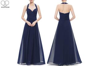 China Hanging Neck Wedding Bridesmaid Dresses , Colorful Chiffon Pleated Ball Gown wholesale