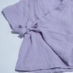 100% Cotton Newborn Baby Muslin/Gauze Cotton Knotted Gown Short Set