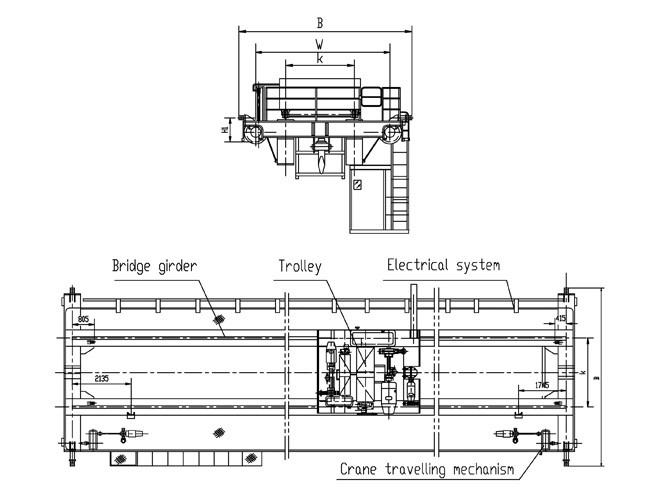 Frequency Adjustable QD Double Girder Overhead Travelling Crane
