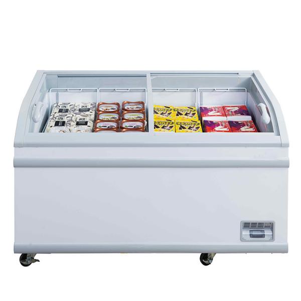 Commercial supermarket deep chest glass top freezer fish display fridge frozen