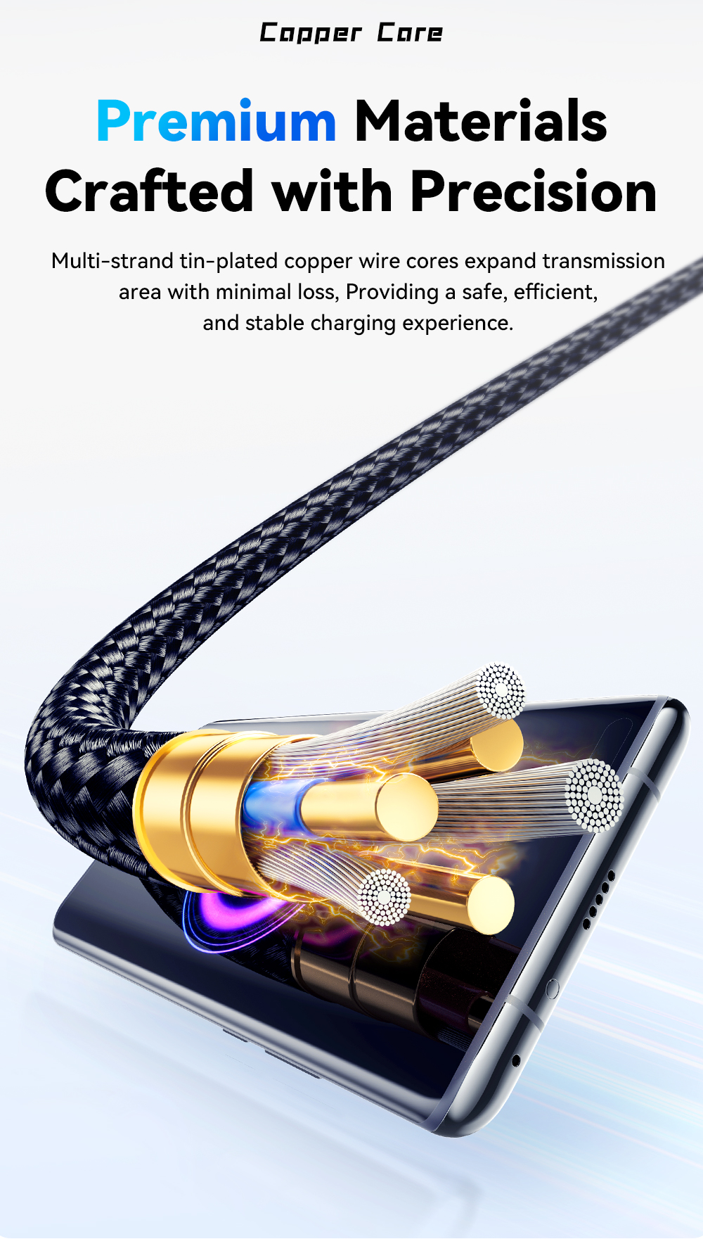 USB 2.0 Type C Charging Cable USB A To USB C 120W ES-X47 Series