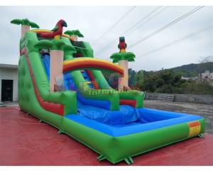 China Pvc Tarpaulin Kids Inflatable Water Slide With Pool / Commercial Bounce House Water Slide wholesale