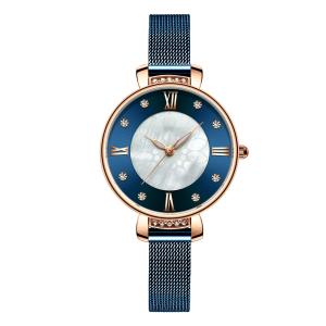 China Women'S 33mm Alloy Case Watch Stainless Steel Mesh Belt OEM Quartz Royal Blue wholesale