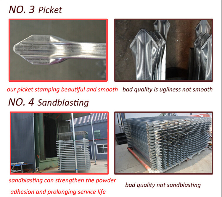 tubular garrison fence panels powder coated Black 2.1m*2.4m Rail 40mm*40mm x 1.5 wall thick