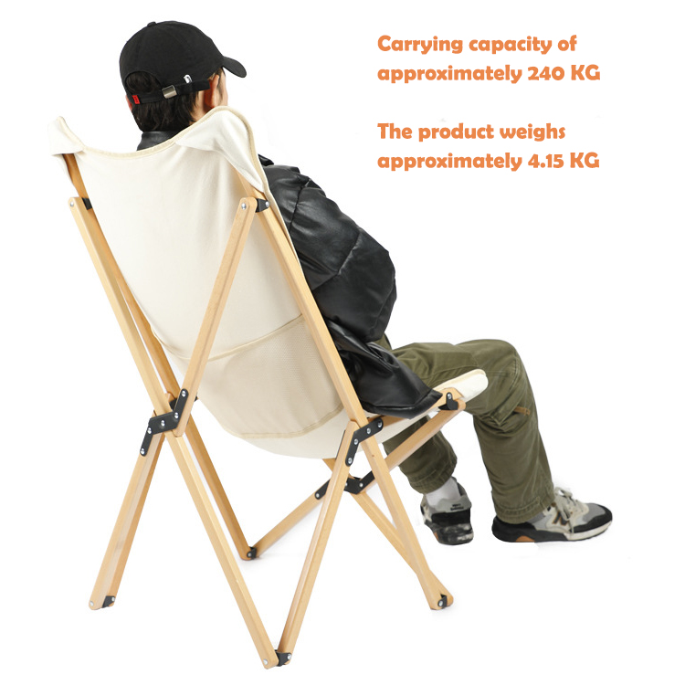 Ultralight Beech Wood Frame Chair Portable Folding Butterfly Camping Chair for Adults