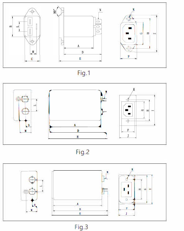 General Inline AC IEC EMI Filter IEC320 Socket Electrical Outlet