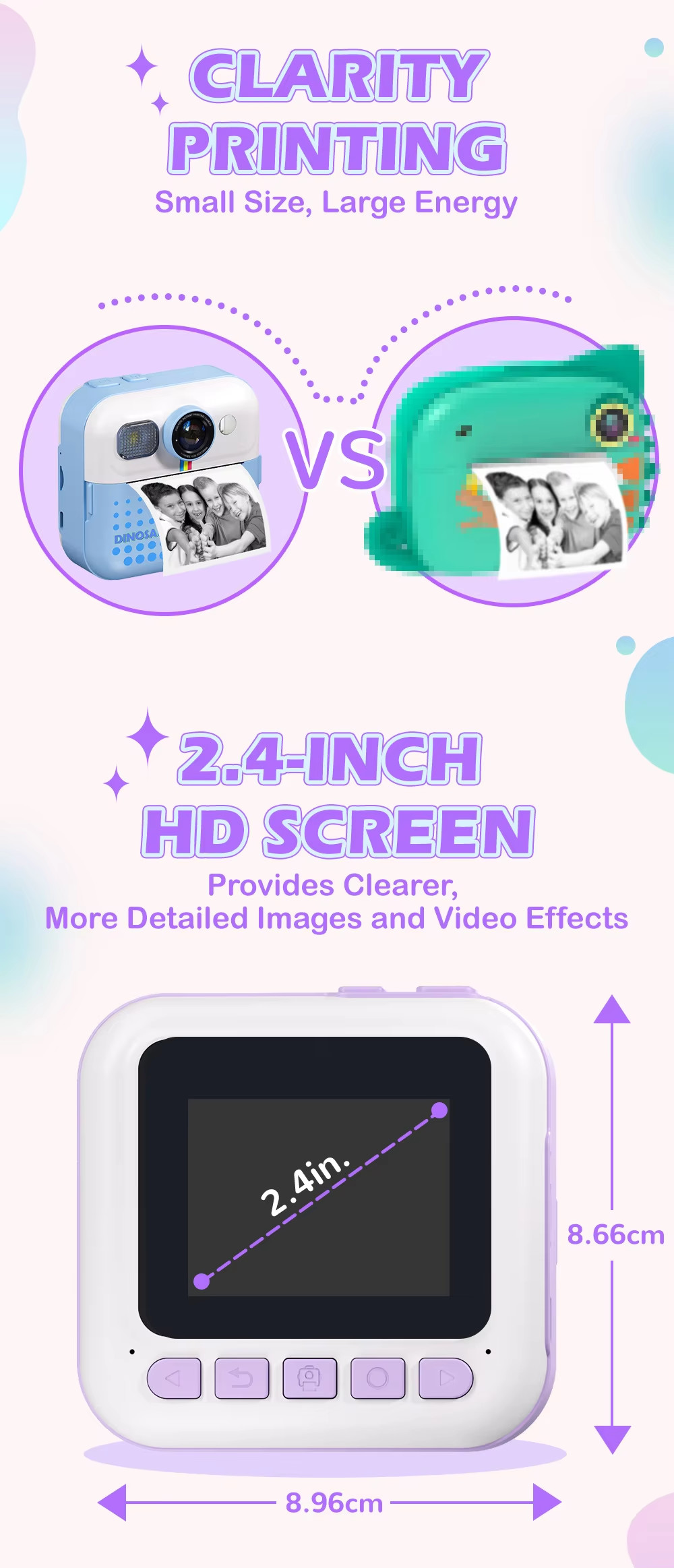 Kids' DIY HD Digital Camera 1080P 48MP Instant Thermal Print Photo Label