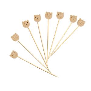 China JFB Cat Wooden Decorative Bamboo Food Picks Forks For canape Fruit 100pcs/Pack wholesale
