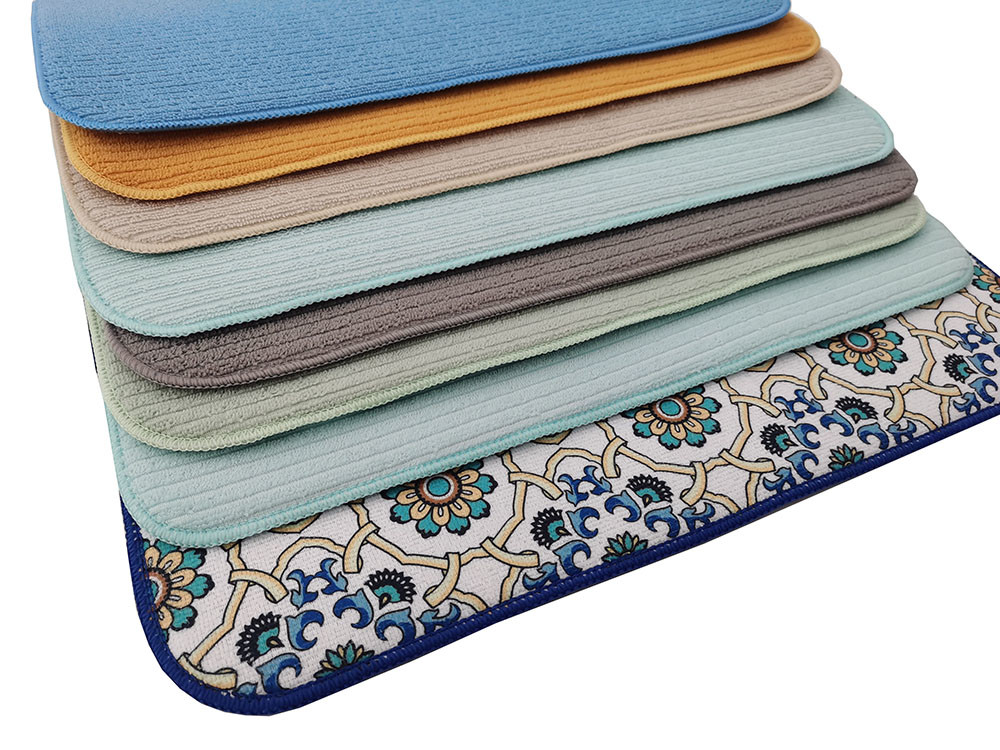 Printing Absorbent 18x24inch Dish Drying Mat Reversible Microfiber Dish Rack Pad