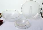 Gold Rim Hammered Lead Free 26mm Glass Bowls For Home, Embossed Glass Bowls