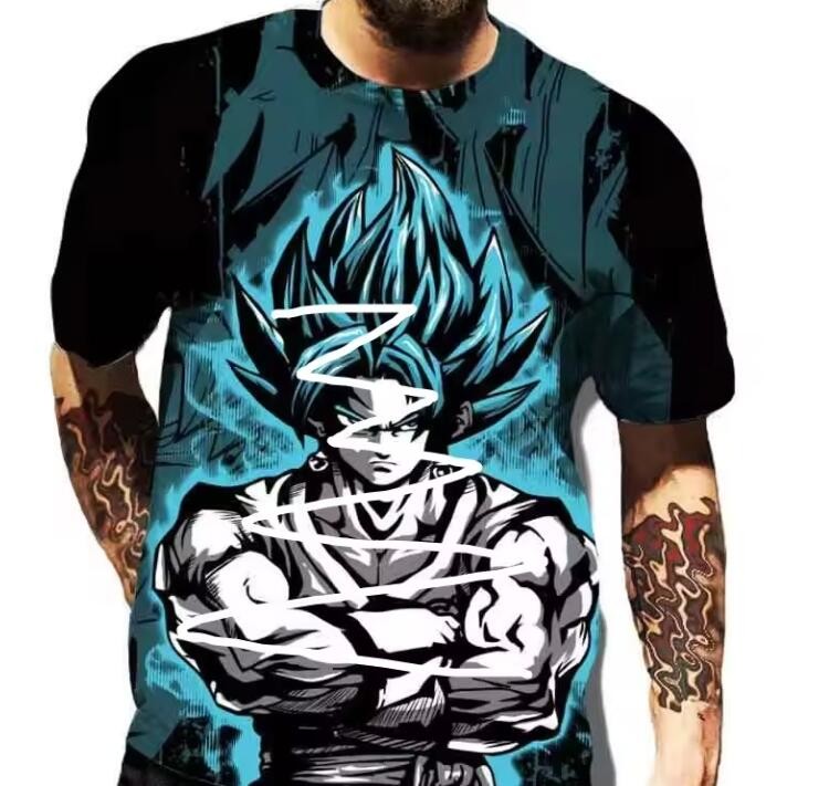 Anime Goku Sublimation Printed T Shirts Short Sleeve Patterned Clothes