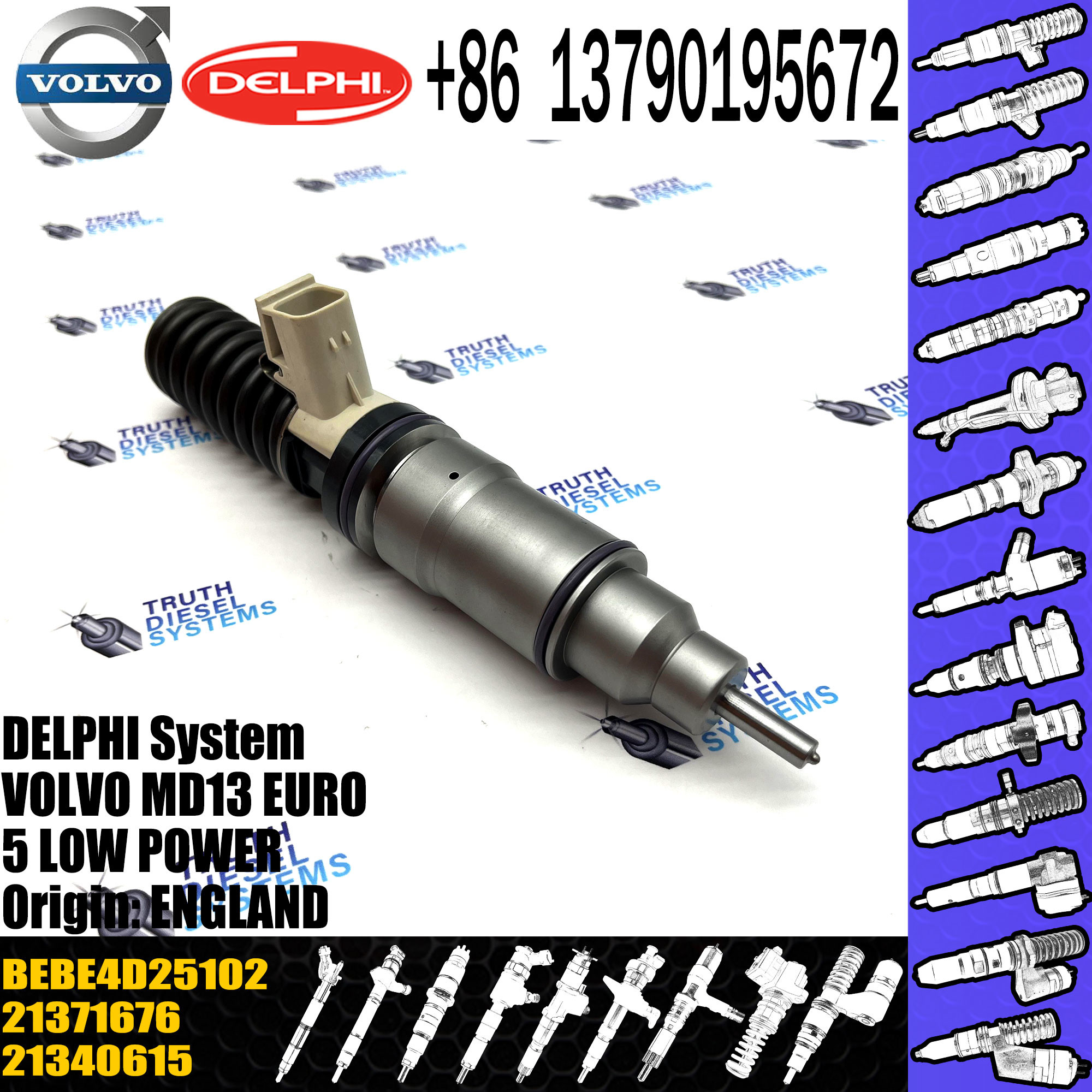 Diesel Electronic Unit Fuel injector 3801391 BEBE4D25002 BEBE4D25102 for VOL MD13 EURO 5 MED POWER