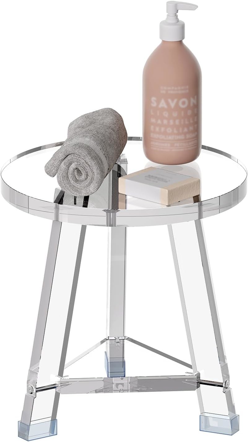 Detachable Waterproof Custom Acrylic Furniture Lucite Round Acrylic Bathroom Stool