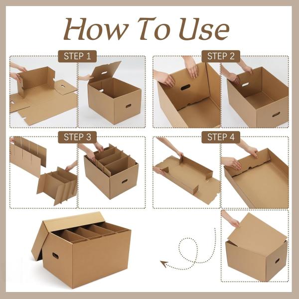 Moving Boxes With Reinforced Handle And Lids, Kitchen Moving Boxes with Reinforced Handle Lid Packing Supplies for Dishes and Glassware STOR/File