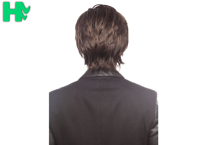 Hot Wire Fiber Synthetic Men Short Hair Wig With Side Bang For Young Men