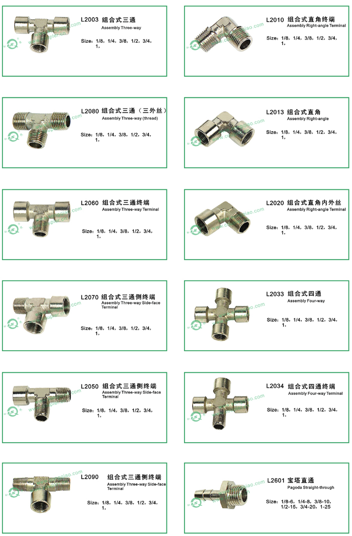 Assembly Pneumatic Fittings In Brass , Nickle Plated Quick Connect Air Fittings
