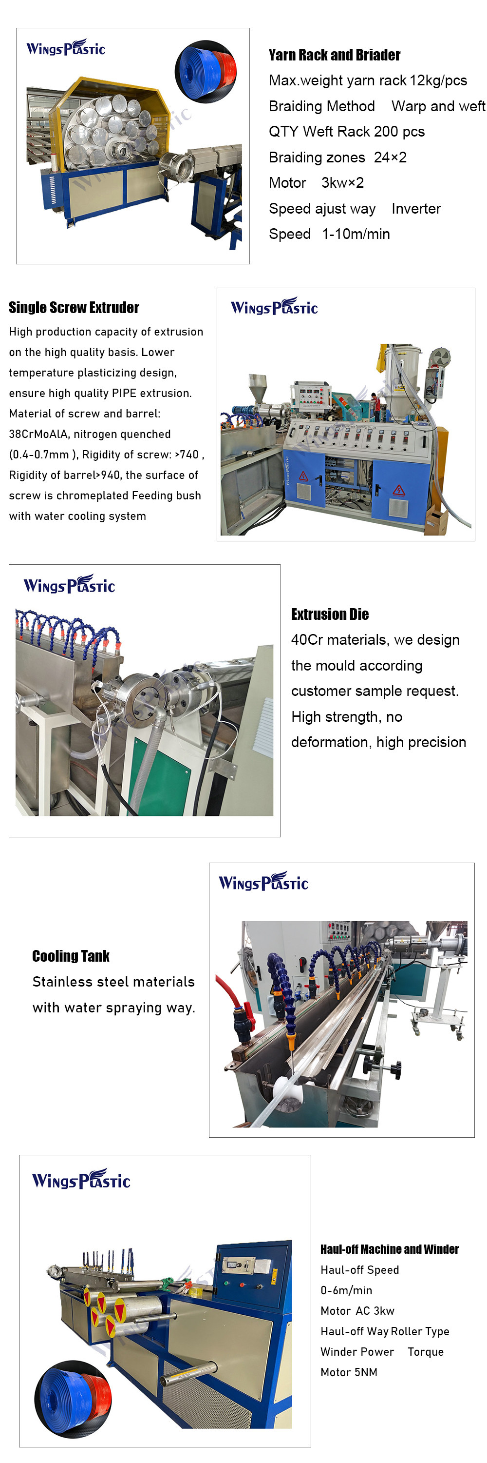 High Productive PVC Fiber Reinforced Lay Flat Irrigation Hose Extruder Making Machine