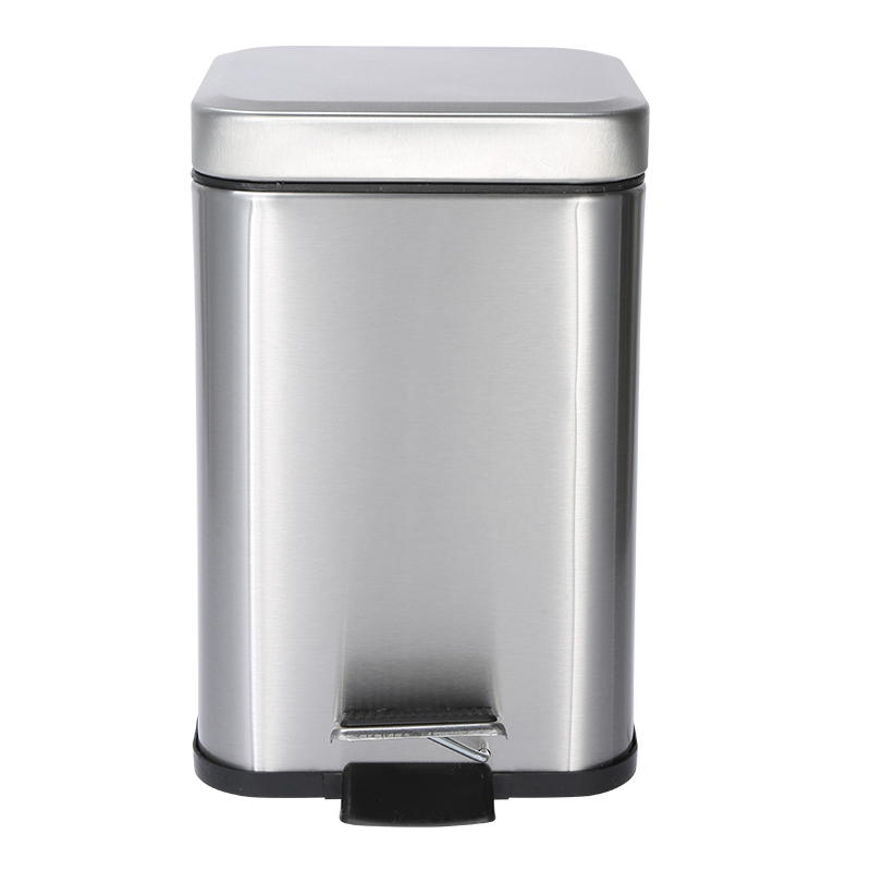Square Foot Pedal Waste Bin 3L Dustbin Step Trash Bin Stainless Steel Trash Can Metal Garbage Can for Office Hotel Home